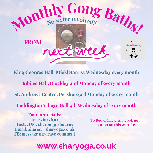 Gongbaths are starting next week I am now a qualified gong practitioner. Get in touch to book either a 1:1 session or how about one of the group gong baths that are starting this October. Take your pick of Mickleton, Blockley, Pershore or Luddington.